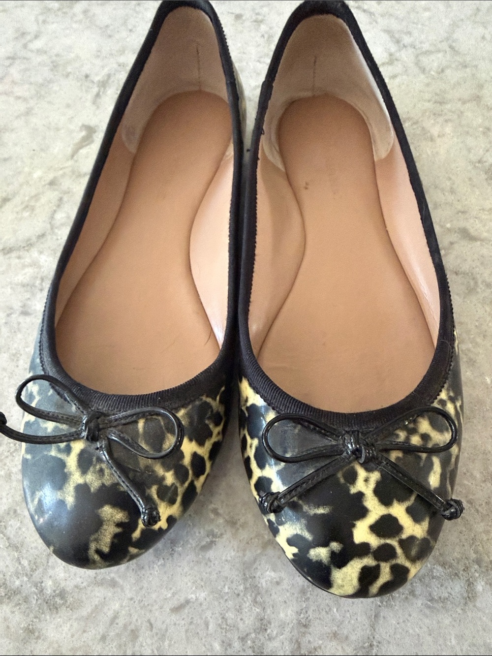 Women’s Leopard Print Ballet Flats - Black & Cream